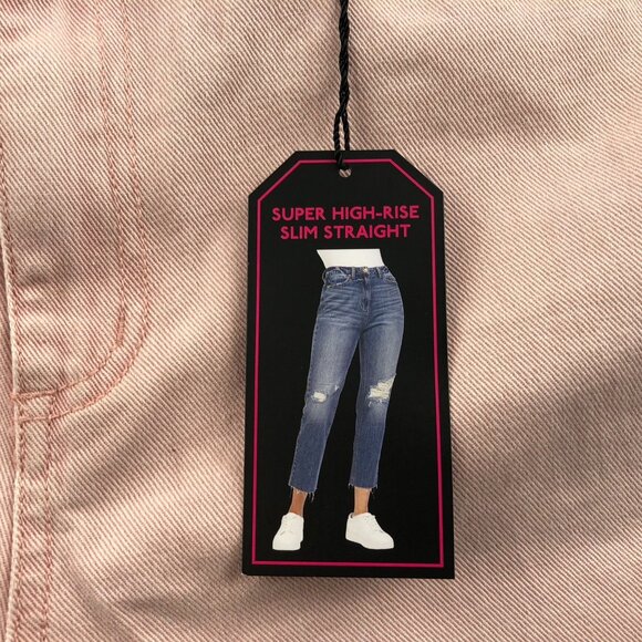 No Boundaries Slim Straight Crop Jeans Pink Sze 15 Super High Rise Cotton Casual - Picture 10 of 14